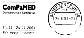 ComPaMed Internation. Fachmesse 21.11.-24.11.2001 Messe
Düsseldorf