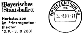 Bayrisches Staatballett Herbstsaison im Prinzregenten- / theater /
13.9.-3.10.2001