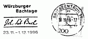 Würzburger Bachtage 
Joh. Seb. Bach 
23.11.-1.12.1996