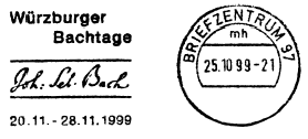 Würzburger Bachtage Joh: Seb. Bach 20.11. - 28.11.1999